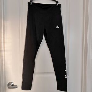 Adidas (M) NWT Black Leggings with Logo on Front & Back